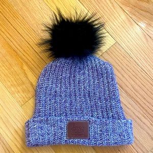 Love Your Melon Purple & Black Pompom Winter Hat